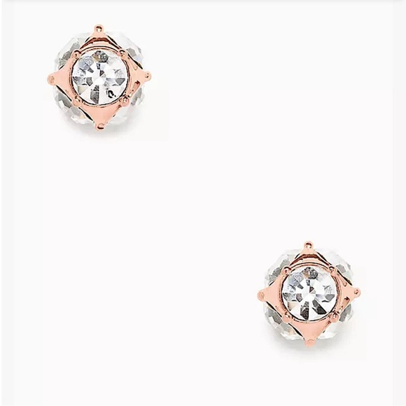KATE SPADE GOLD PLATED LADY MARMALADE CLEAR CRYSTAL BALL STUD EARRINGS - Picture 3 of 6